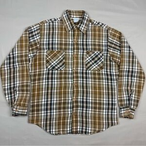 Vtg Big Mac Mens Flannel Shirt Sz Medium 70s Made in USA JCPenney Brown Plaid C2